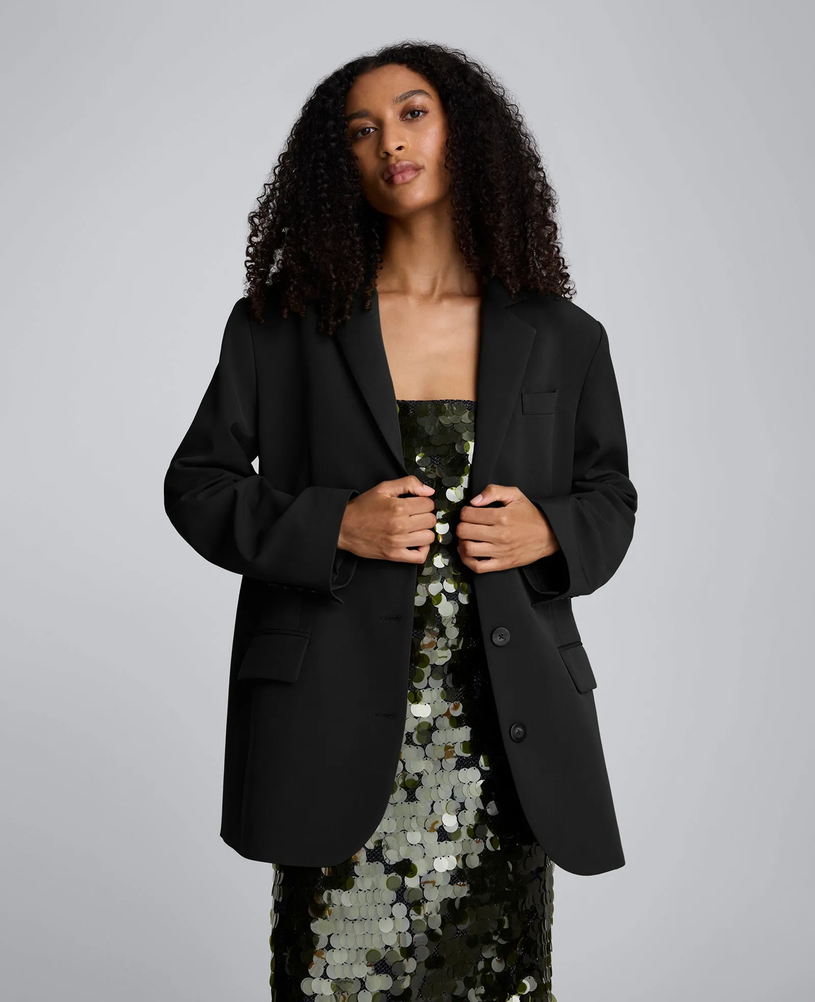 Luxe Twill Three Button Boyfriend Blazer sold by Kenneth Cole