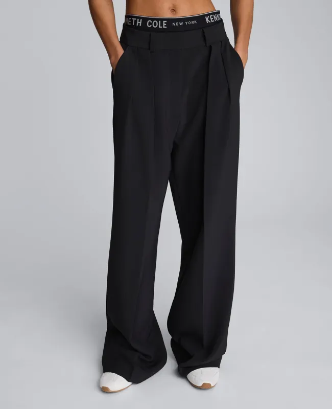 Luxe Twill Wide Leg Pleat Front Pant sold by Kenneth Cole