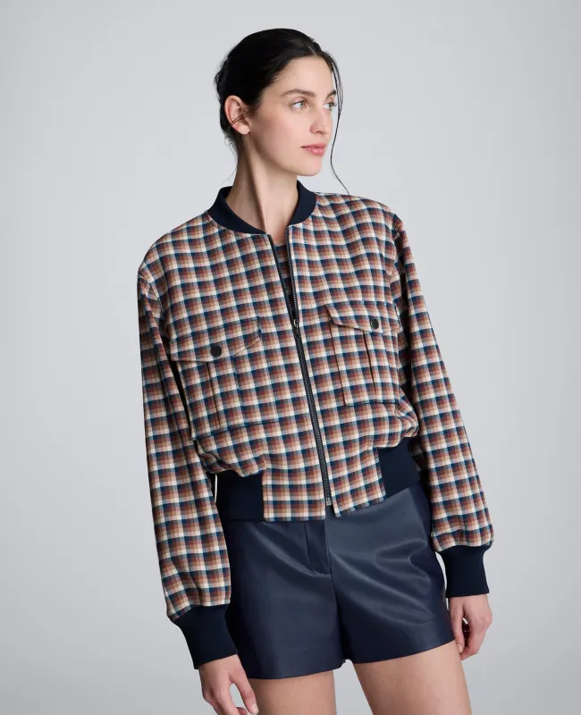 Check Patch Pocket Cropped Bomber sold by Kenneth Cole