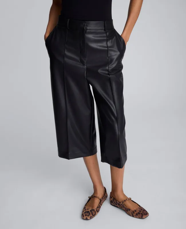 Faux Leather High Rise Pintuck Culotte sold by Kenneth Cole