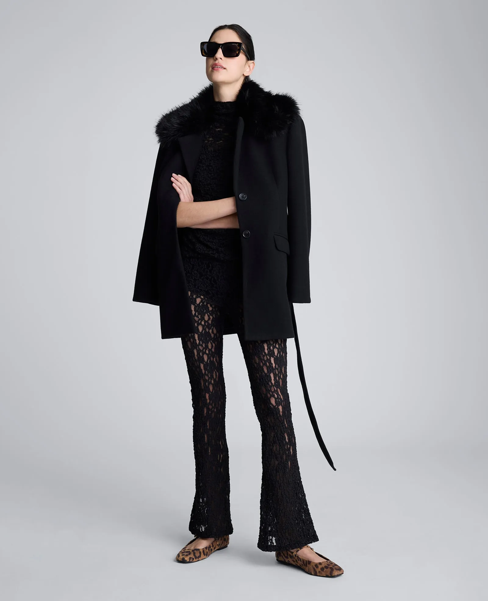 Belted Jacket With Faux Fur Collar sold by Kenneth Cole product image thumbnail 3