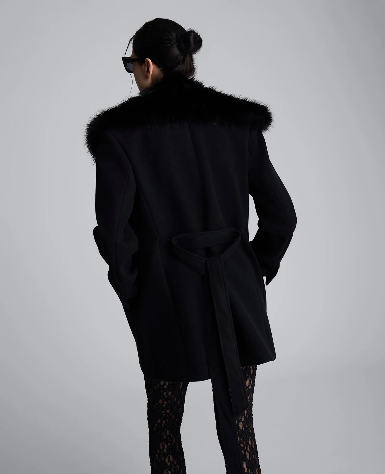 Belted Jacket With Faux Fur Collar sold by Kenneth Cole product image thumbnail 2