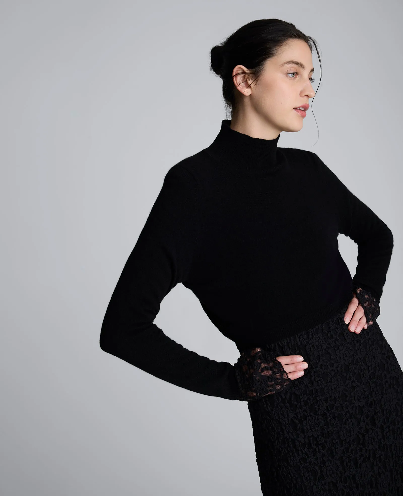 Merino Wool Cropped Mockneck Sweater sold by Kenneth Cole