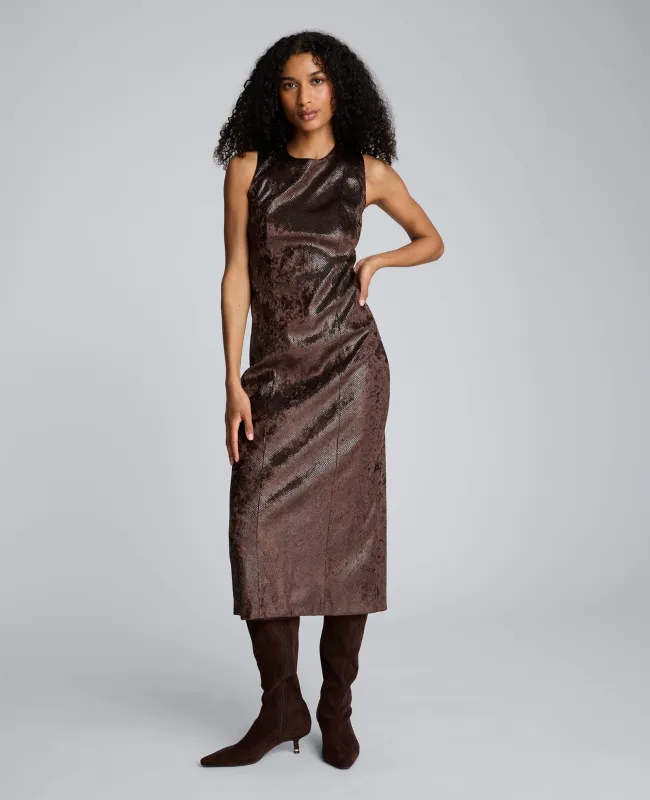 Snake Skin Textured Velvet Crew Neck Sheath Midi Dress sold by Kenneth Cole