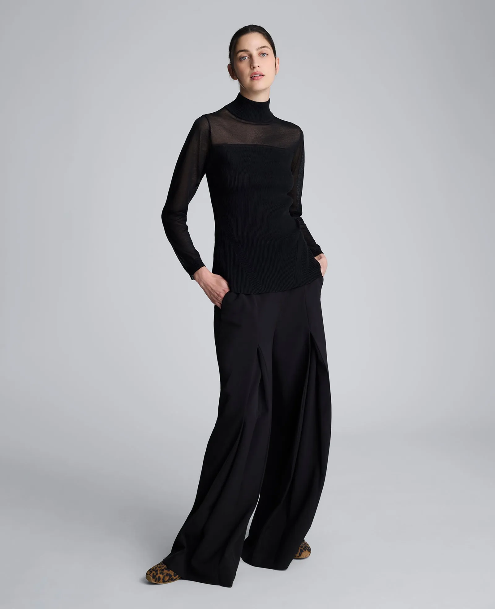 Long Sleeve Mockneck Sweater with Sheer Placket sold by Kenneth Cole product image thumbnail 3