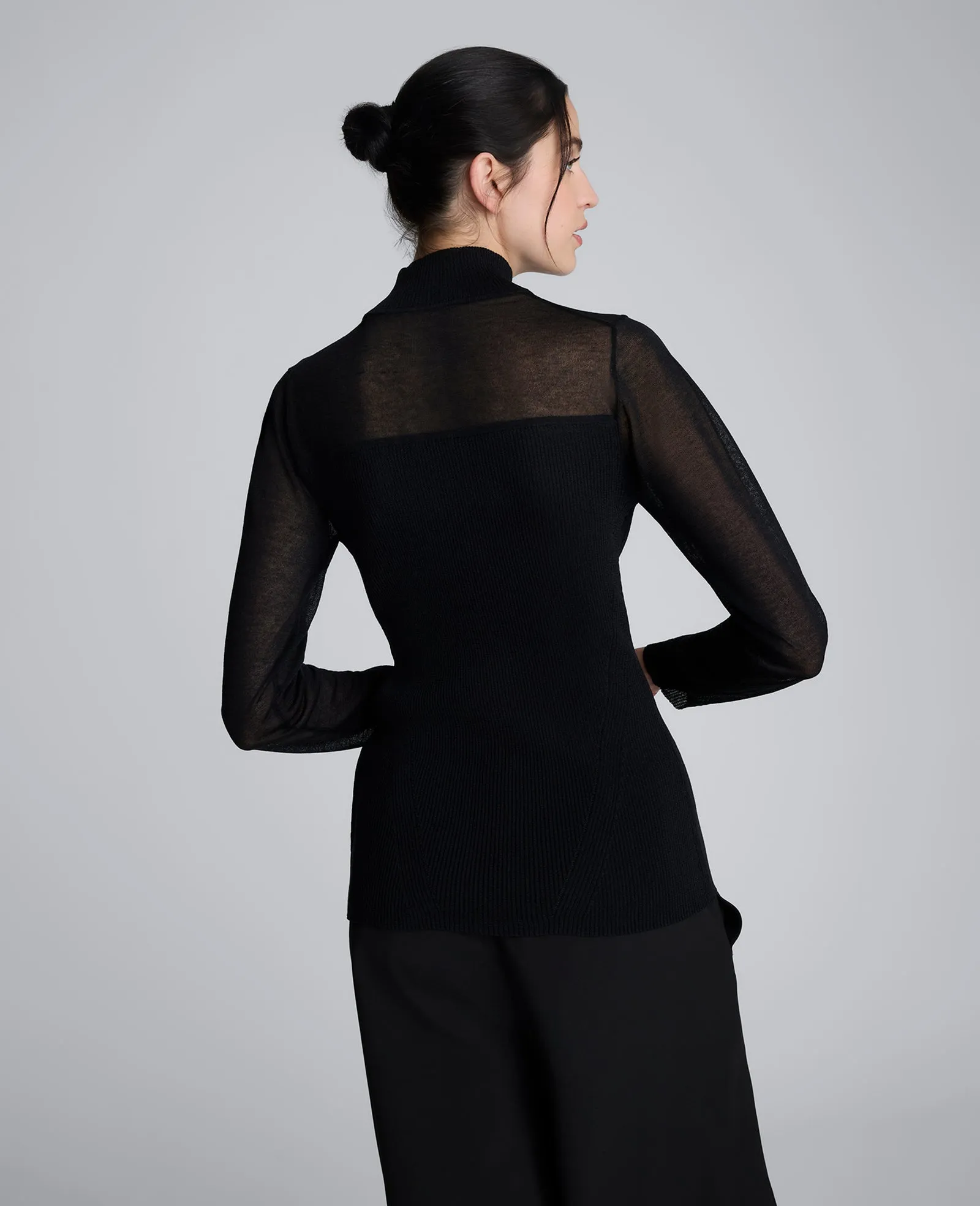 Long Sleeve Mockneck Sweater with Sheer Placket sold by Kenneth Cole product image thumbnail 2