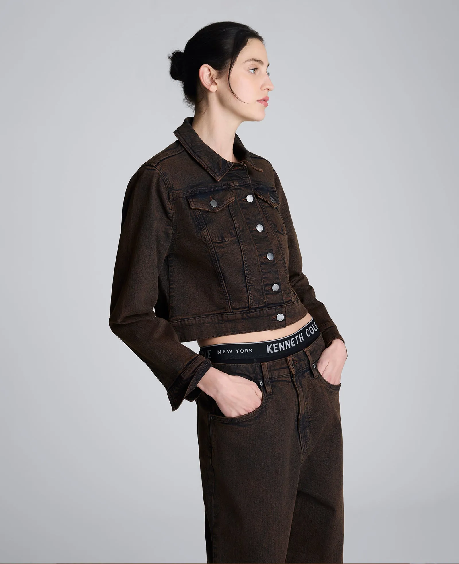 Overdye Denim Cropped Trucker Jacket sold by Kenneth Cole product image thumbnail 2