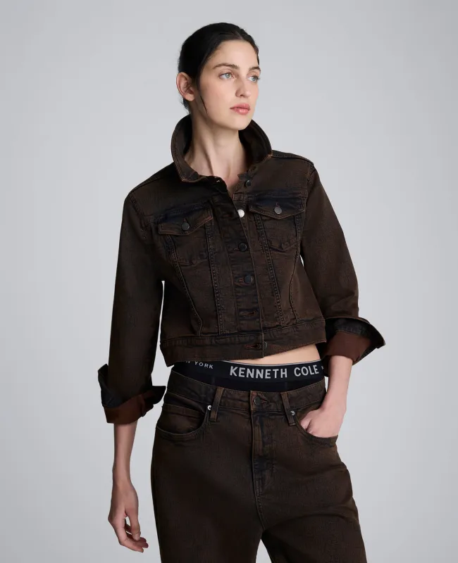 Overdye Denim Cropped Trucker Jacket sold by Kenneth Cole