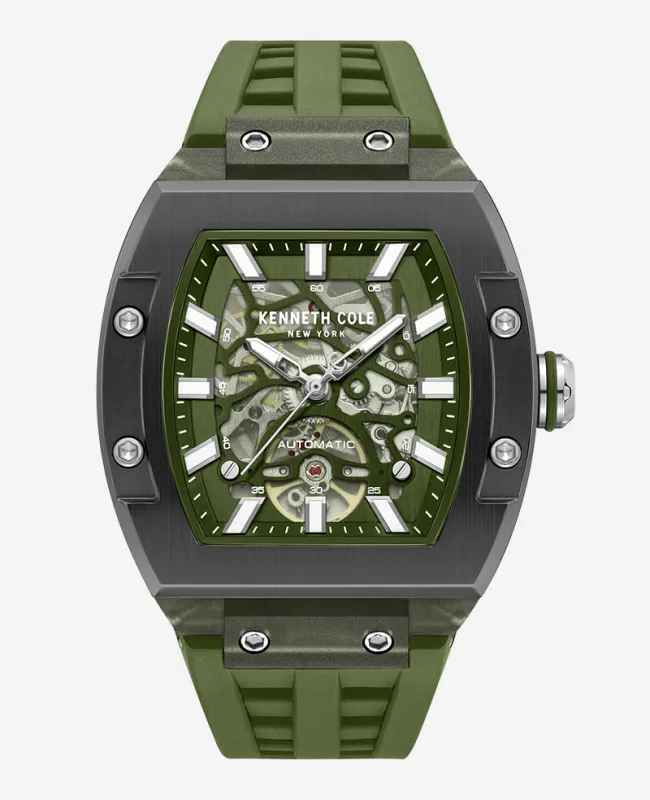 Skeleton Automatic Green Silicone Strap Watch sold by Kenneth Cole