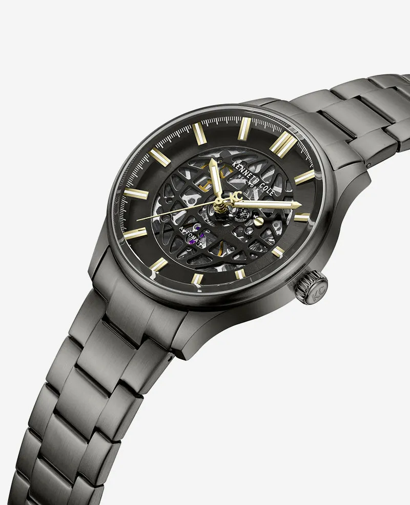 Skeleton Automatic Gun Metal Bracelet Watch sold by Kenneth Cole product image thumbnail 2