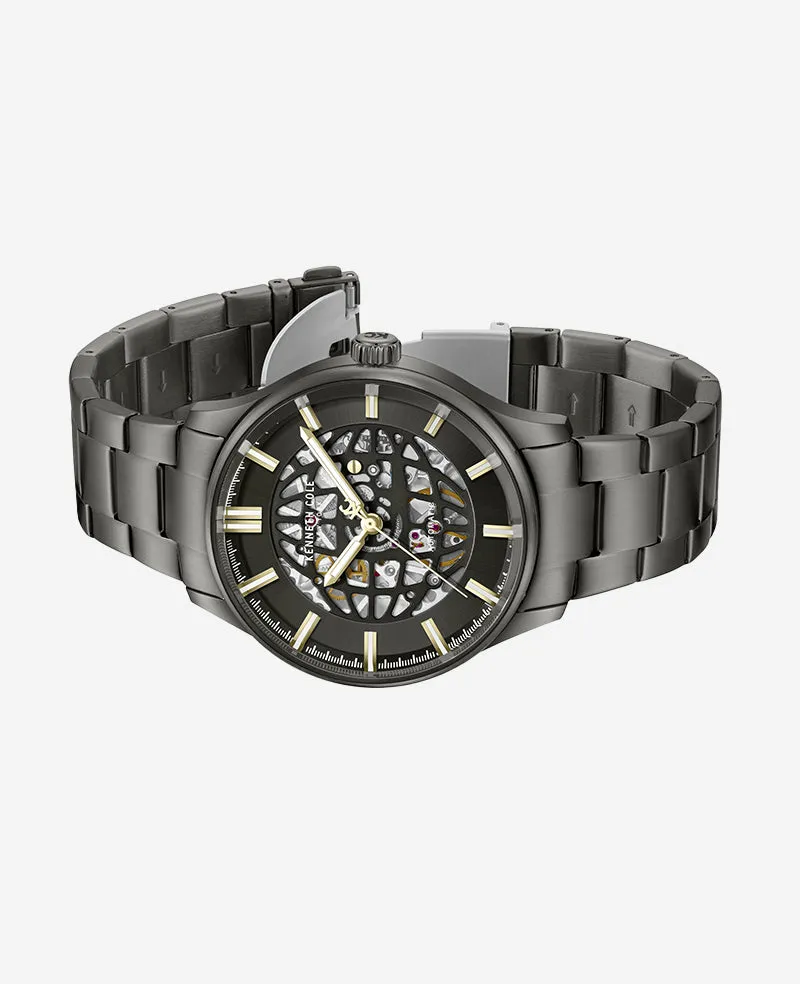 Skeleton Automatic Gun Metal Bracelet Watch sold by Kenneth Cole product image thumbnail 5