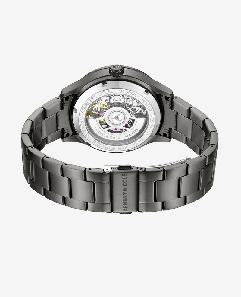 Skeleton Automatic Gun Metal Bracelet Watch sold by Kenneth Cole product image thumbnail 3