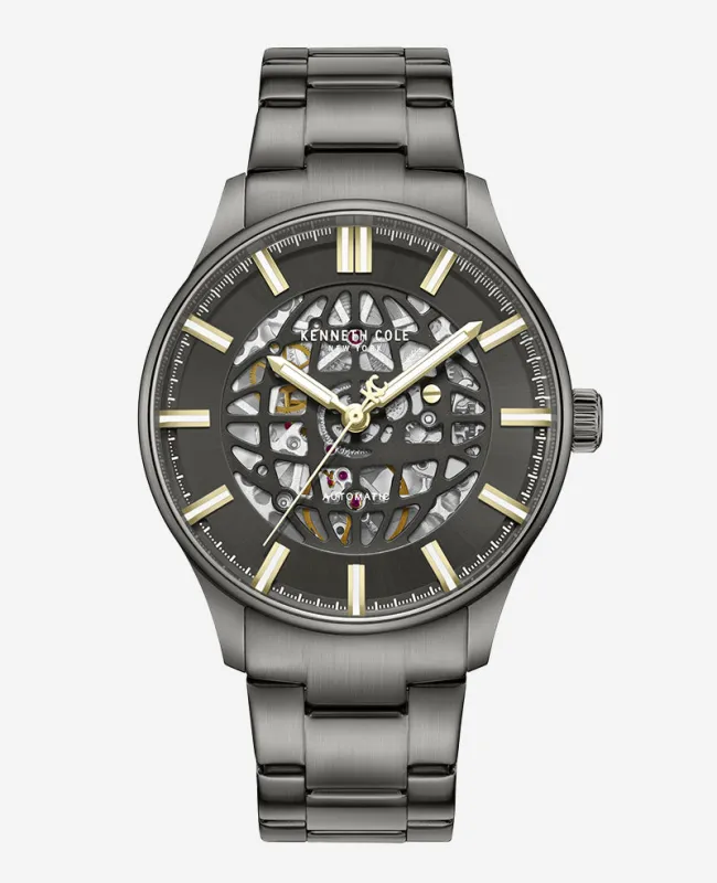 Skeleton Automatic Gun Metal Bracelet Watch sold by Kenneth Cole