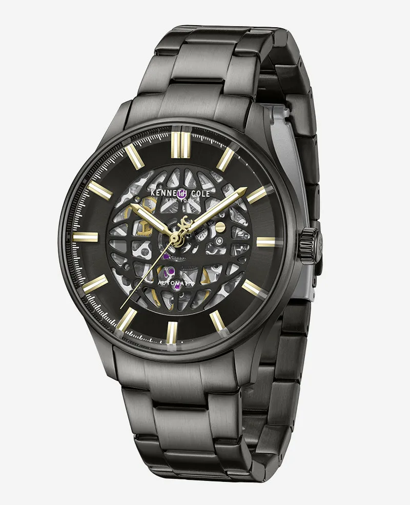 Skeleton Automatic Gun Metal Bracelet Watch sold by Kenneth Cole product image thumbnail 4