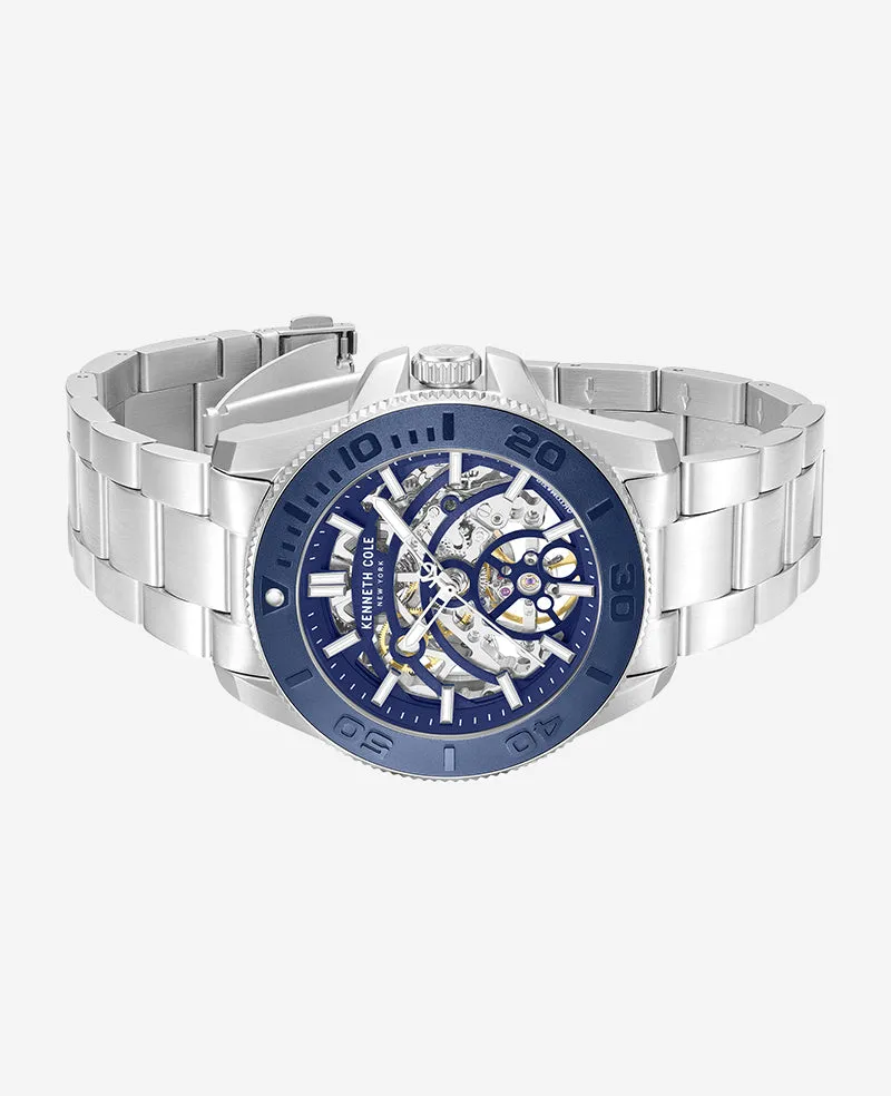 Skeleton Automatic Blue Contrast Dial Bracelet Watch sold by Kenneth Cole product image thumbnail 4