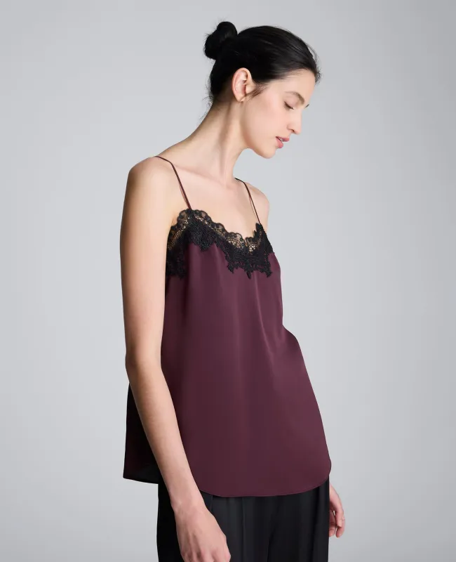 Lace Trim Satin Cami made by Kenneth Cole