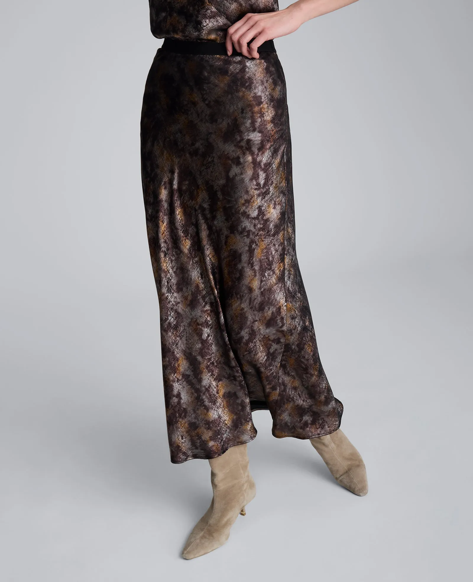 Printed Foil Satin Maxi Skirt sold by Kenneth Cole