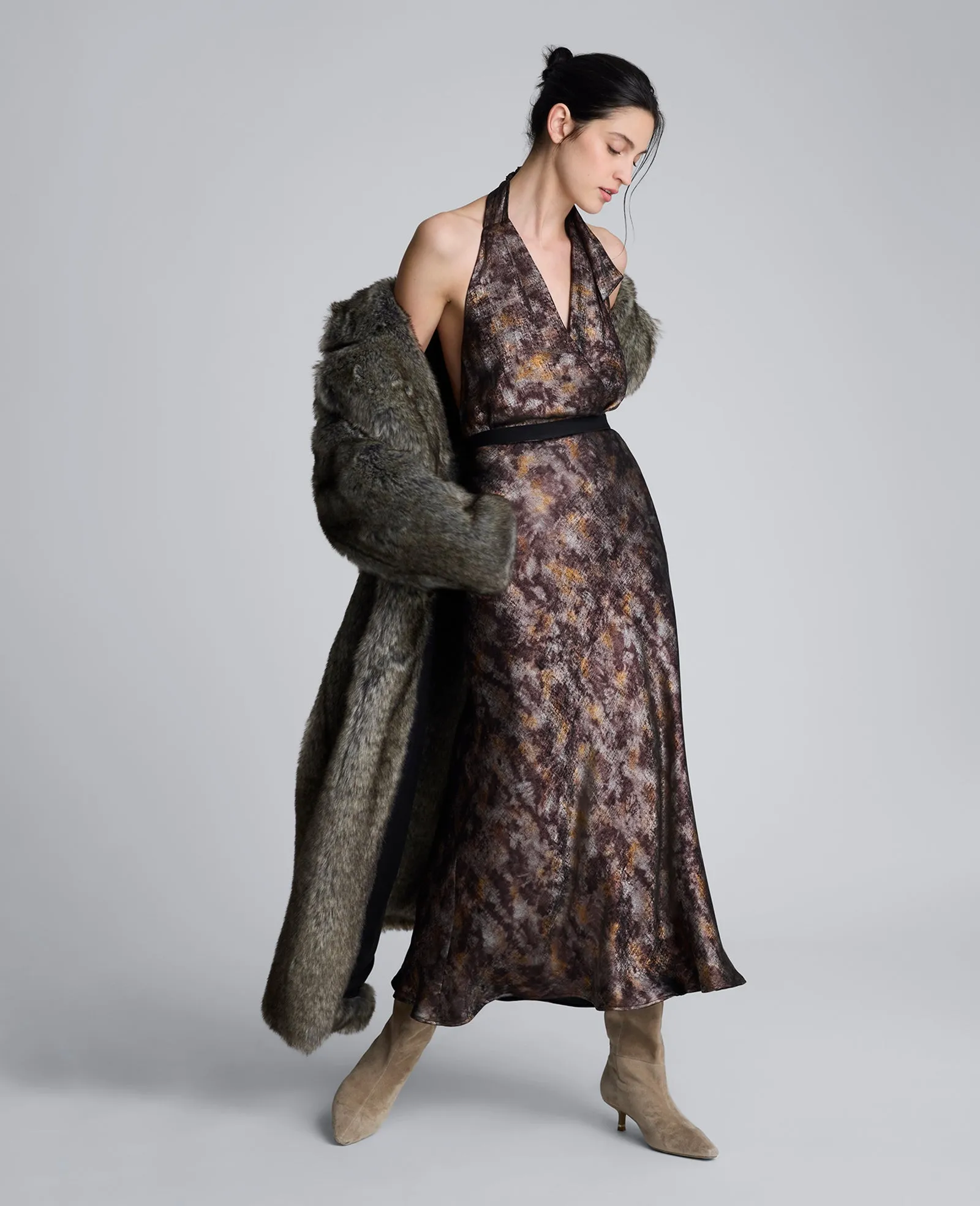 Printed Foil Satin Maxi Skirt sold by Kenneth Cole product image thumbnail 3