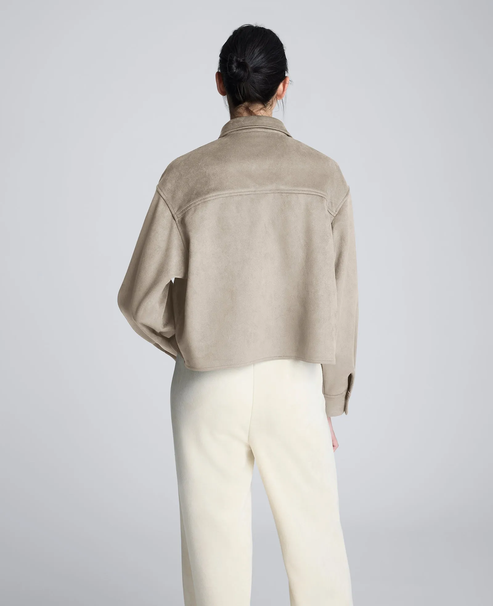 Faux Suede Button Front Cropped Knit Shirt sold by Kenneth Cole product image thumbnail 4