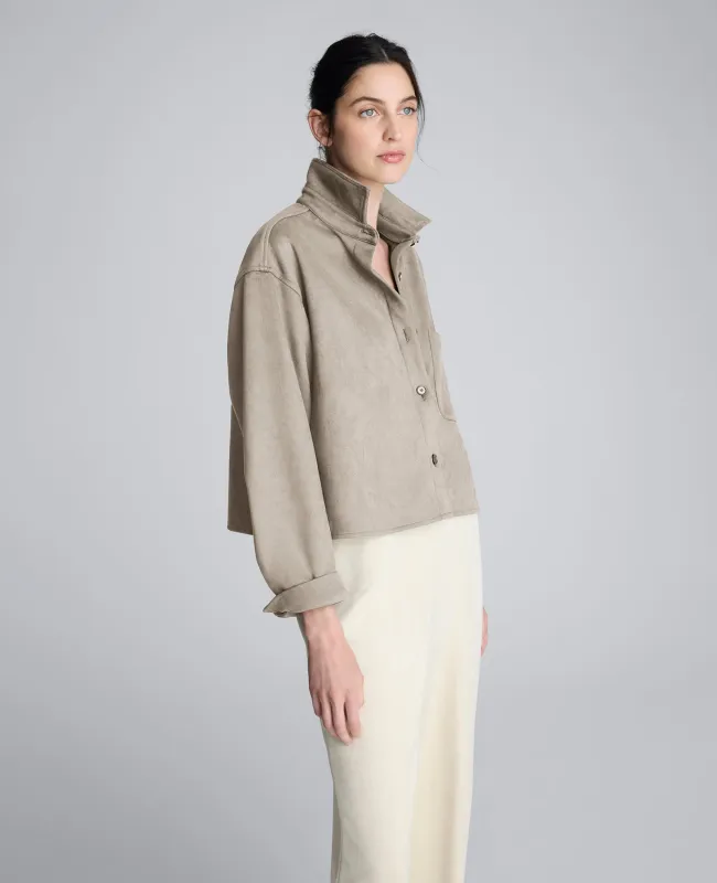 Faux Suede Button Front Cropped Knit Shirt sold by Kenneth Cole