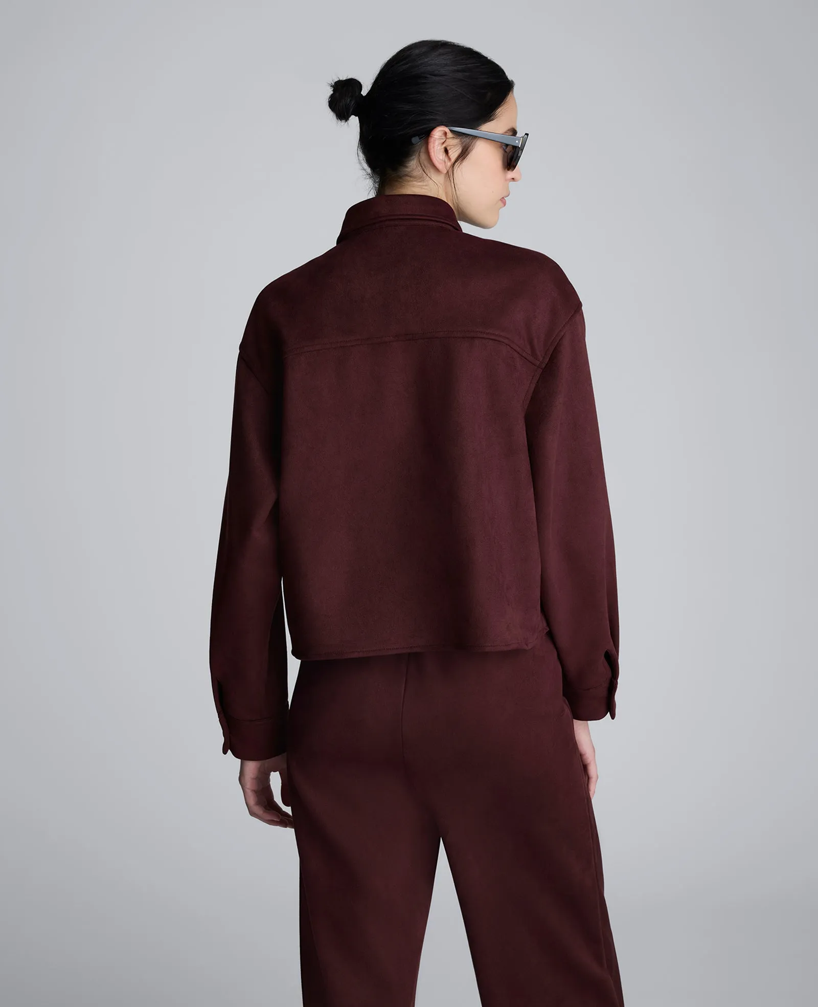 Faux Suede Button Front Cropped Knit Shirt sold by Kenneth Cole product image thumbnail 2