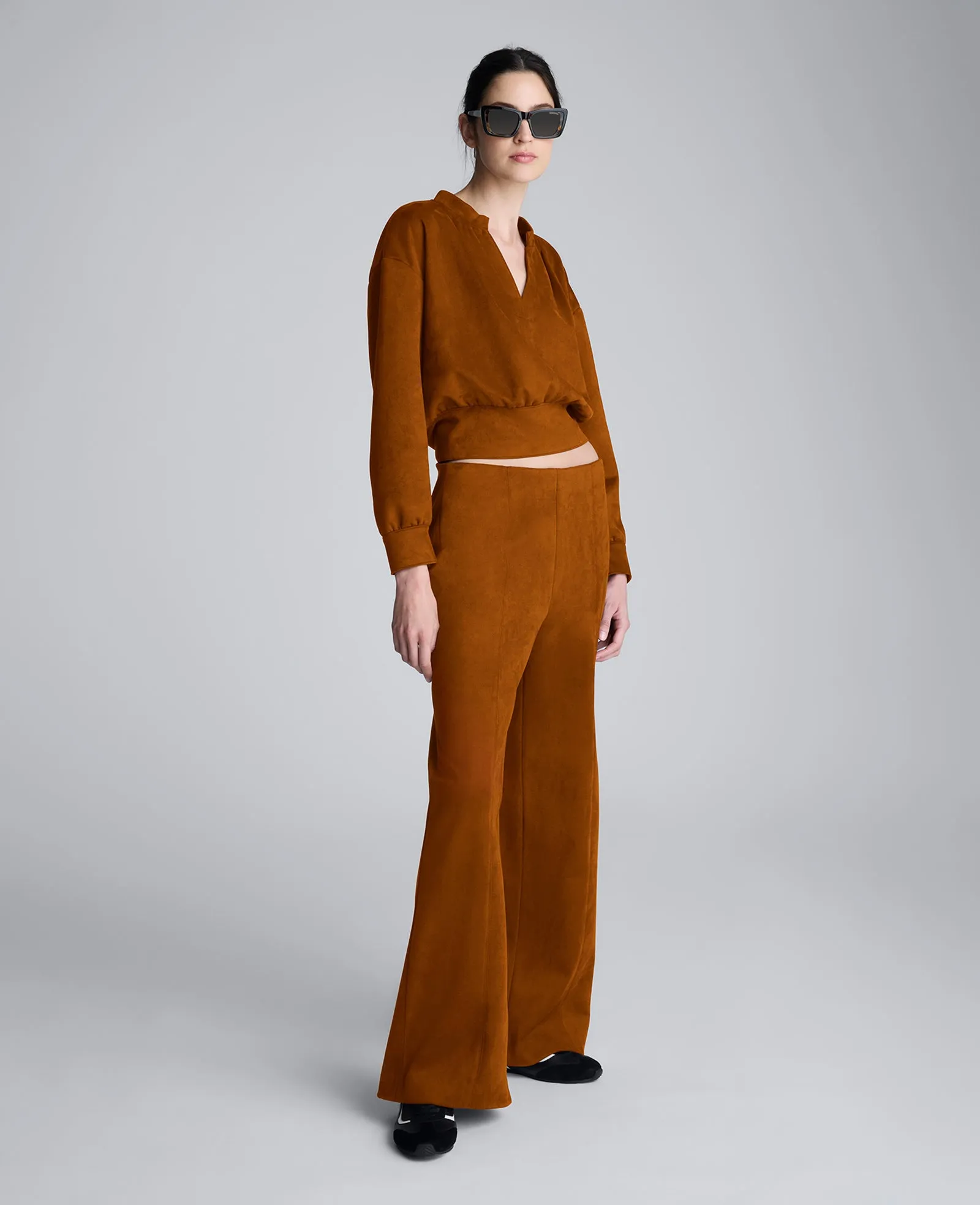 Faux Suede Shoulder Pleated Long Sleeve Knit Pullover sold by Kenneth Cole product image thumbnail 3