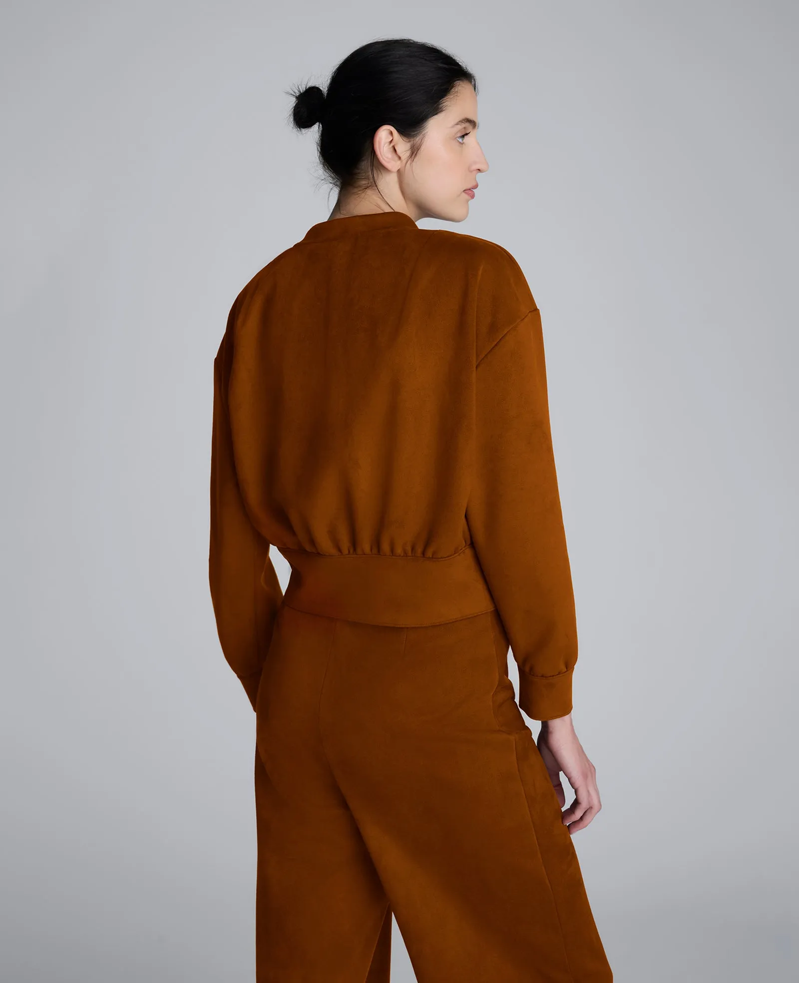 Faux Suede Shoulder Pleated Long Sleeve Knit Pullover sold by Kenneth Cole product image thumbnail 2