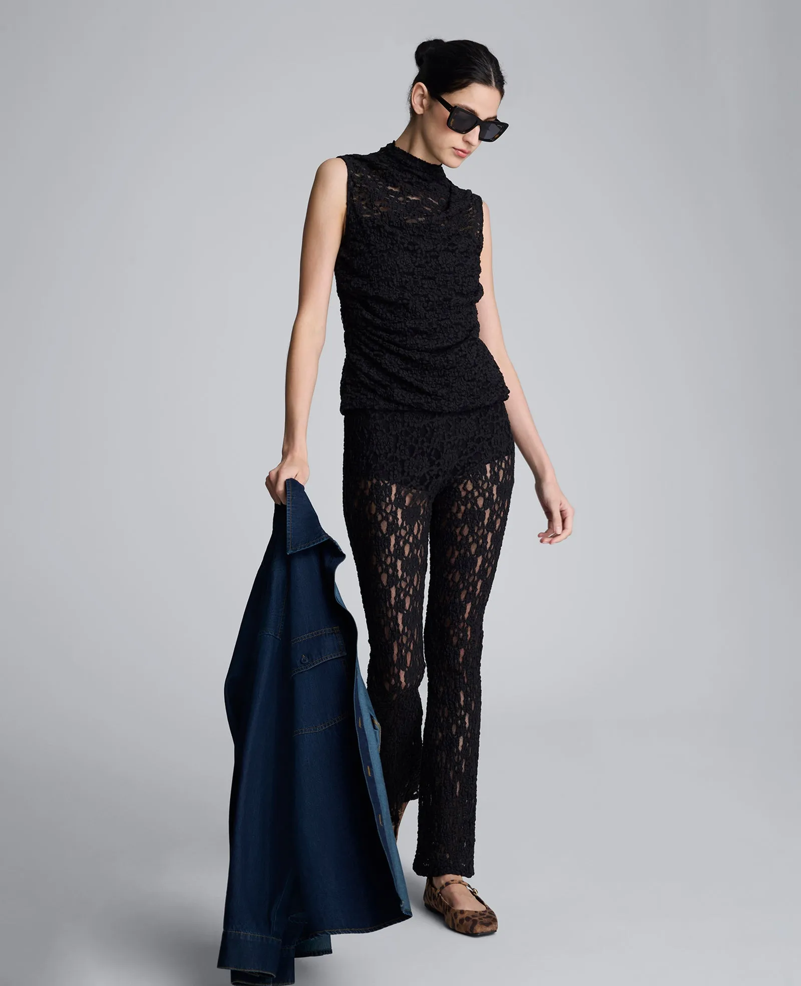 Sleeveless Stretch Lace Mock Neck Top sold by Kenneth Cole product image thumbnail 3