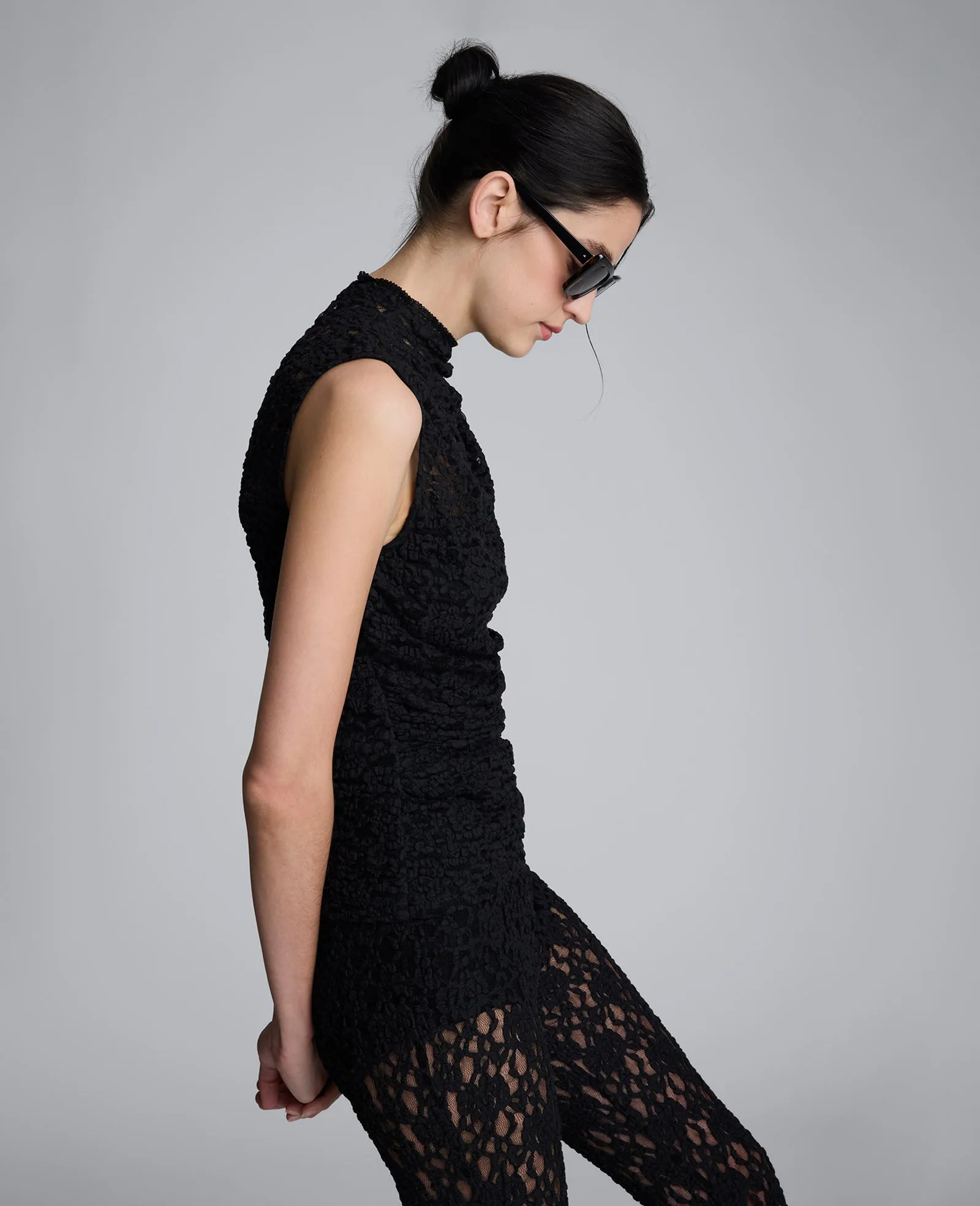 Sleeveless Stretch Lace Mock Neck Top sold by Kenneth Cole product image thumbnail 4