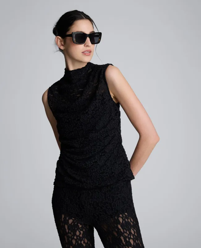 Sleeveless Stretch Lace Mock Neck Top sold by Kenneth Cole