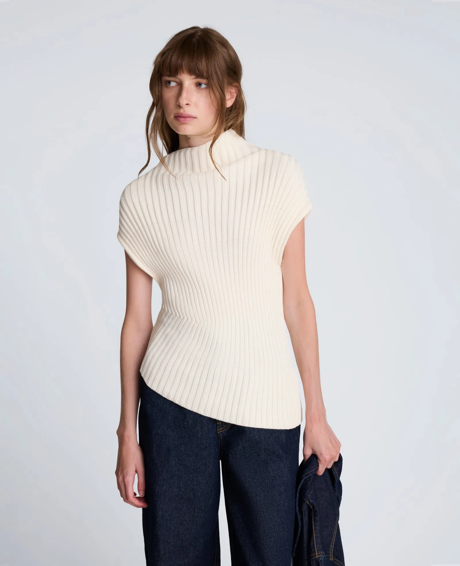 Asymmetrical Ribbed Mock Neck Sweater sold by Kenneth Cole