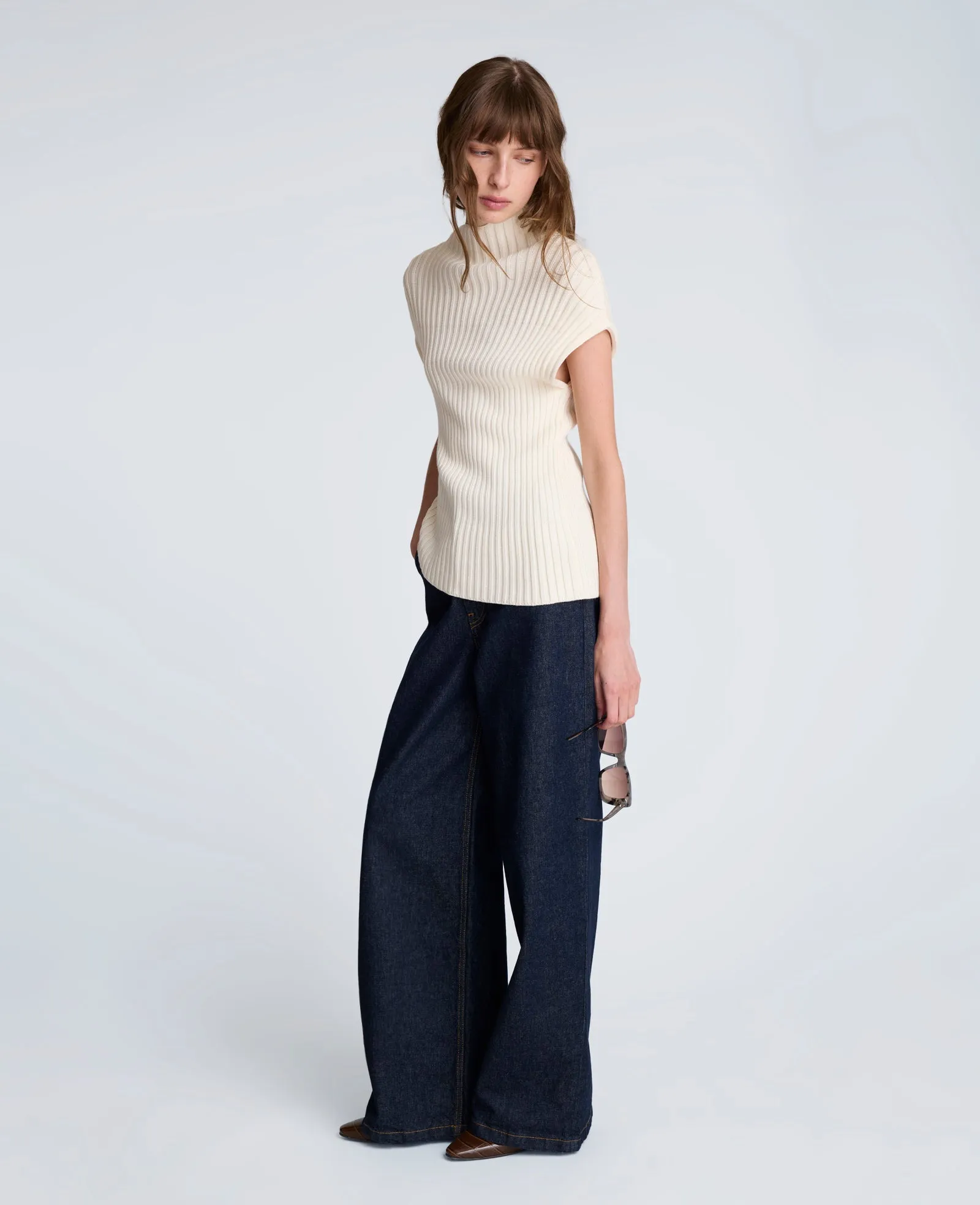 Asymmetrical Ribbed Mock Neck Sweater sold by Kenneth Cole product image thumbnail 3