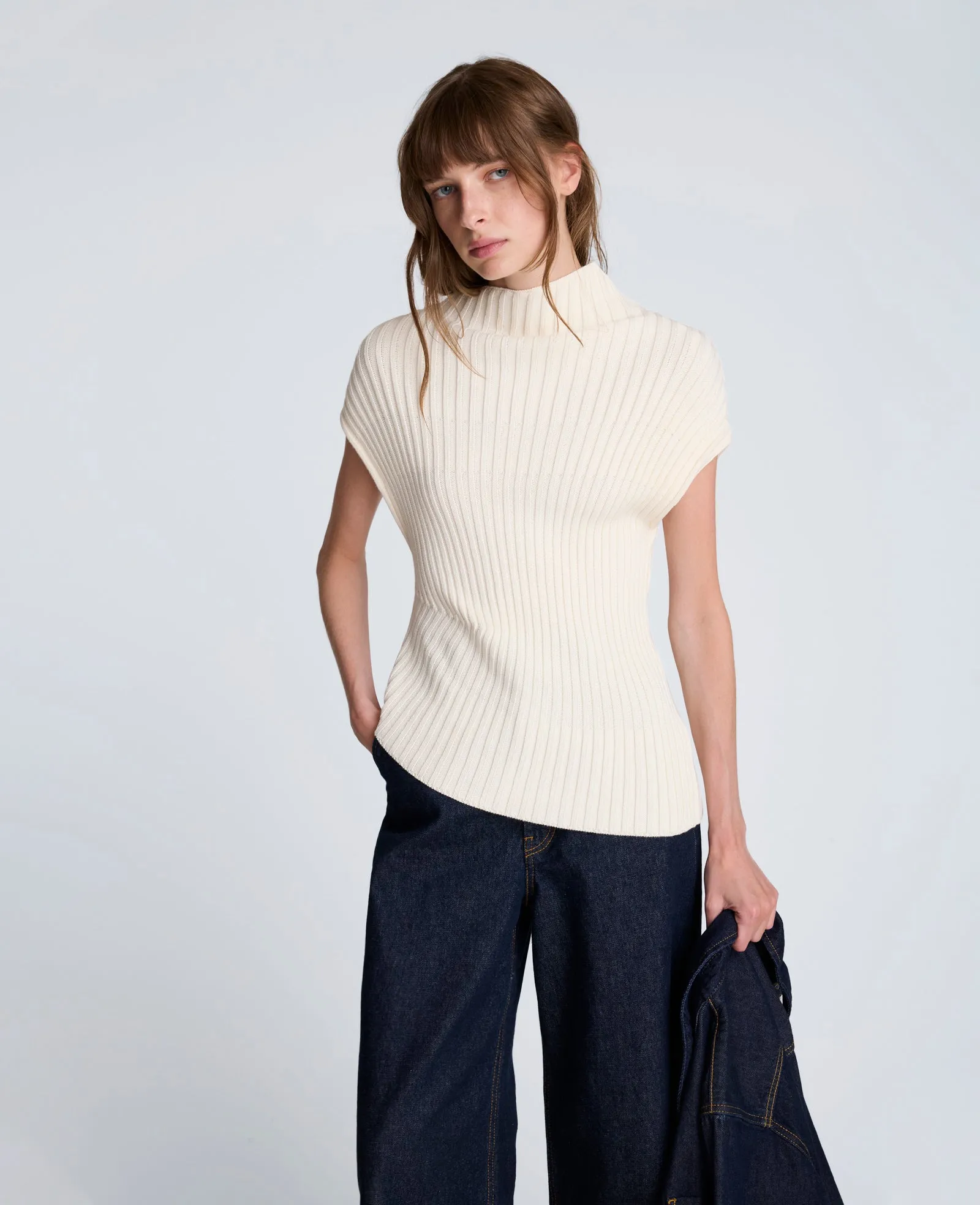 Asymmetrical Ribbed Mock Neck Sweater sold by Kenneth Cole product image thumbnail 5