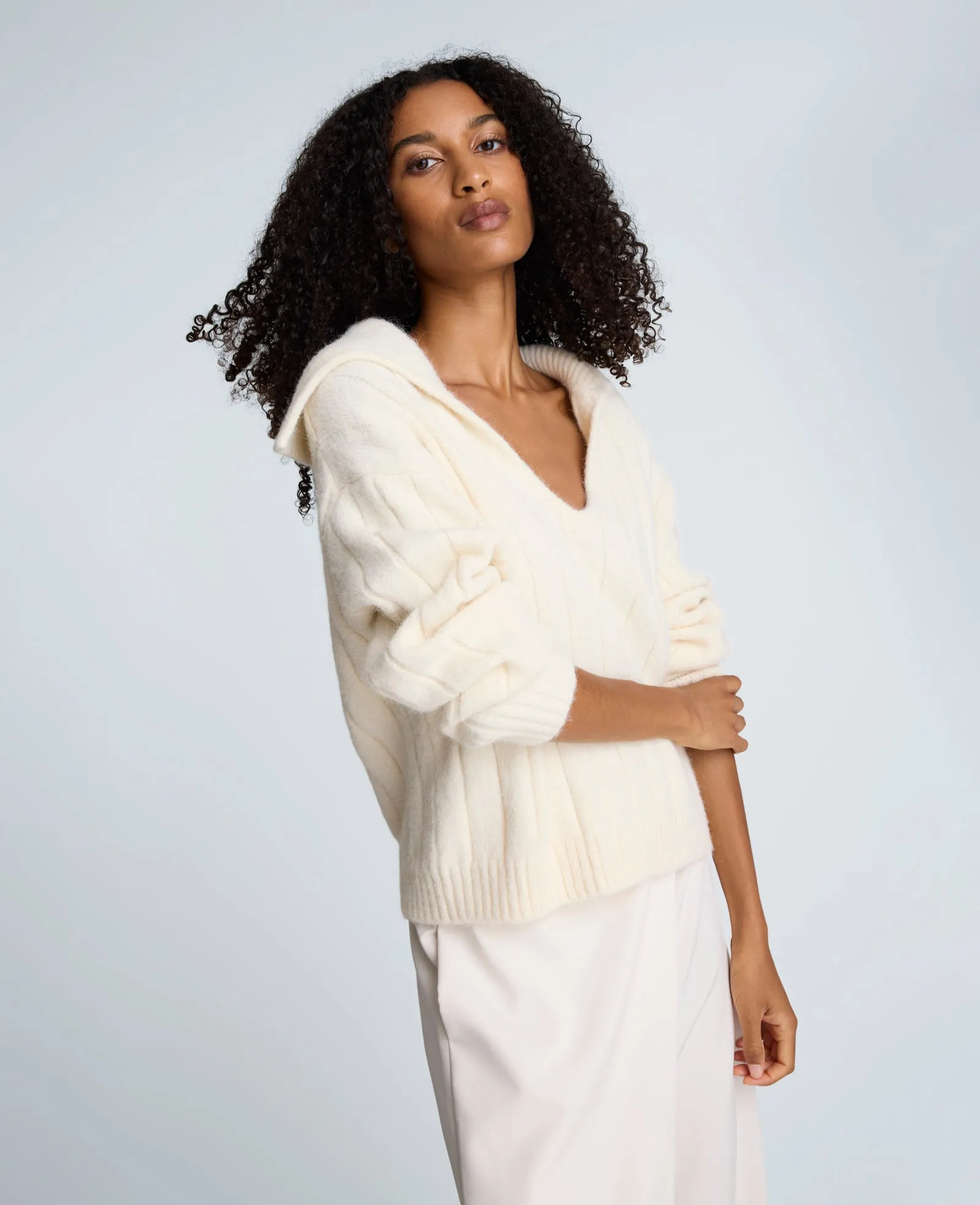 V-Neck Wide Rib Polo Sweater sold by Kenneth Cole product image thumbnail 3