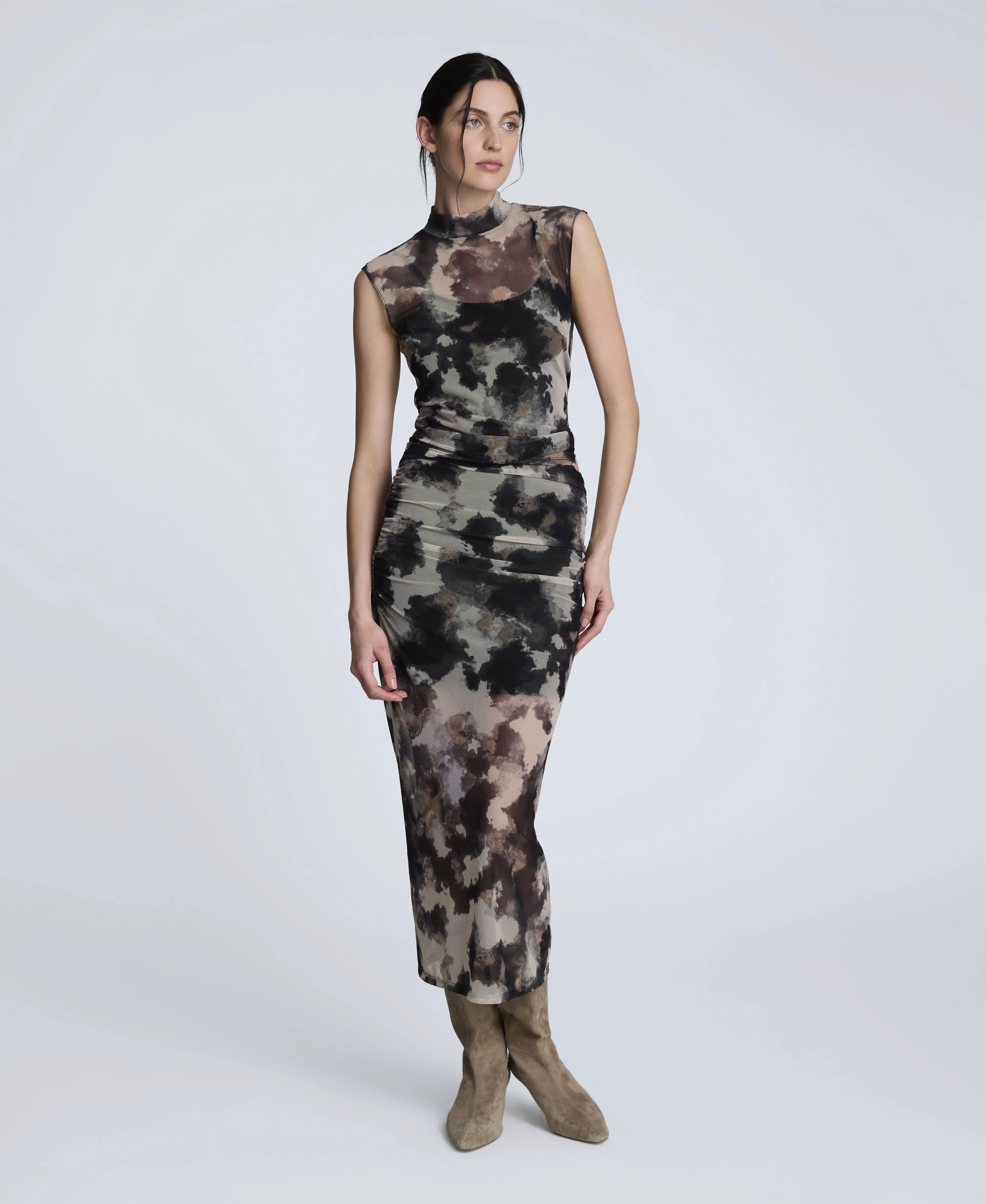 Side Rouched Printed Mesh Top sold by Kenneth Cole product image thumbnail 2