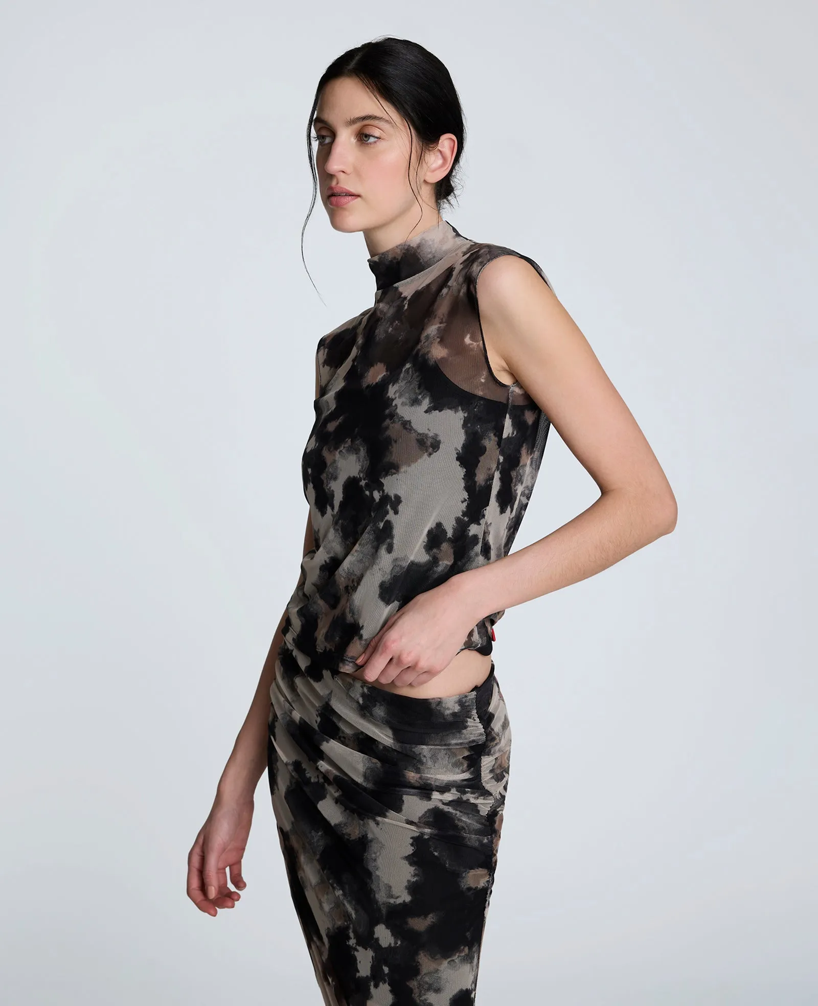 Side Rouched Printed Mesh Top sold by Kenneth Cole product image thumbnail 4