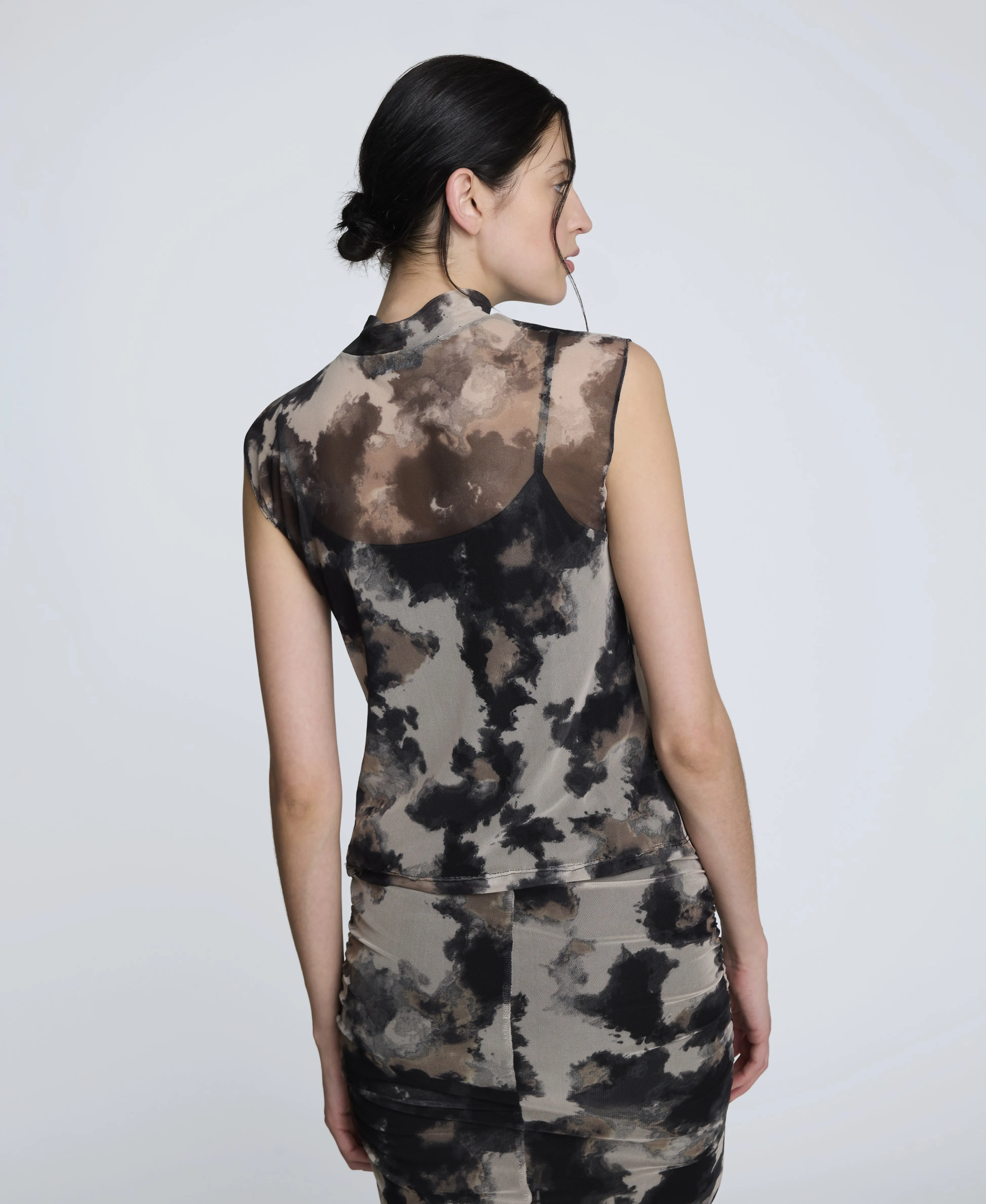 Side Rouched Printed Mesh Top sold by Kenneth Cole product image thumbnail 3