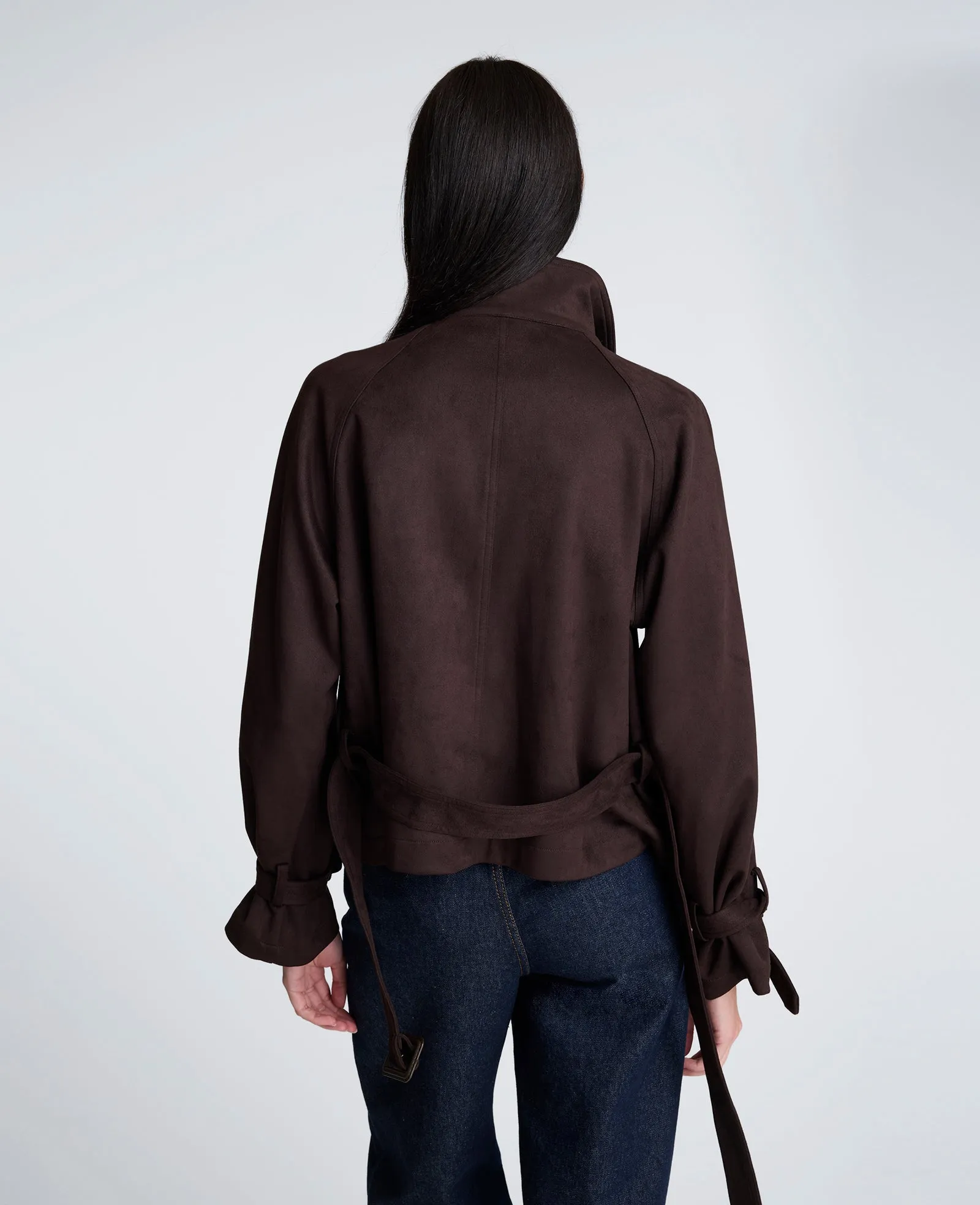 Faux Suede Cropped Belted Trench Jacket sold by Kenneth Cole product image thumbnail 3