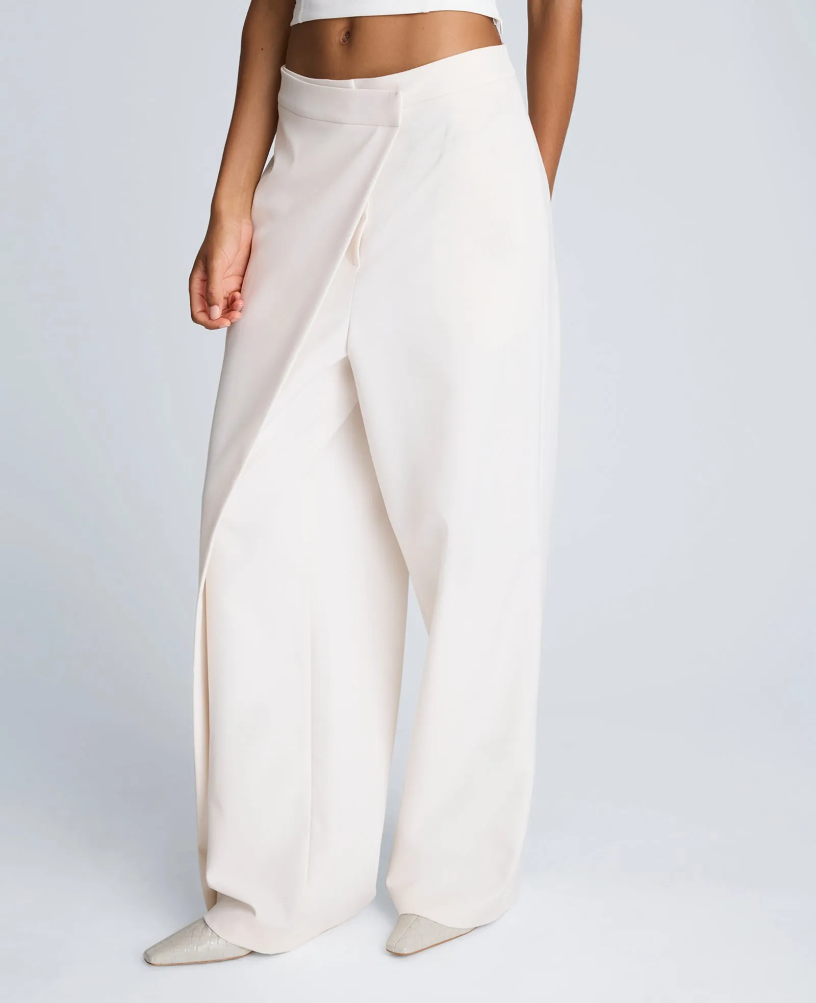 Luxe Twill Fly Front Asymmetrical Crossover Pant sold by Kenneth Cole product image thumbnail 4