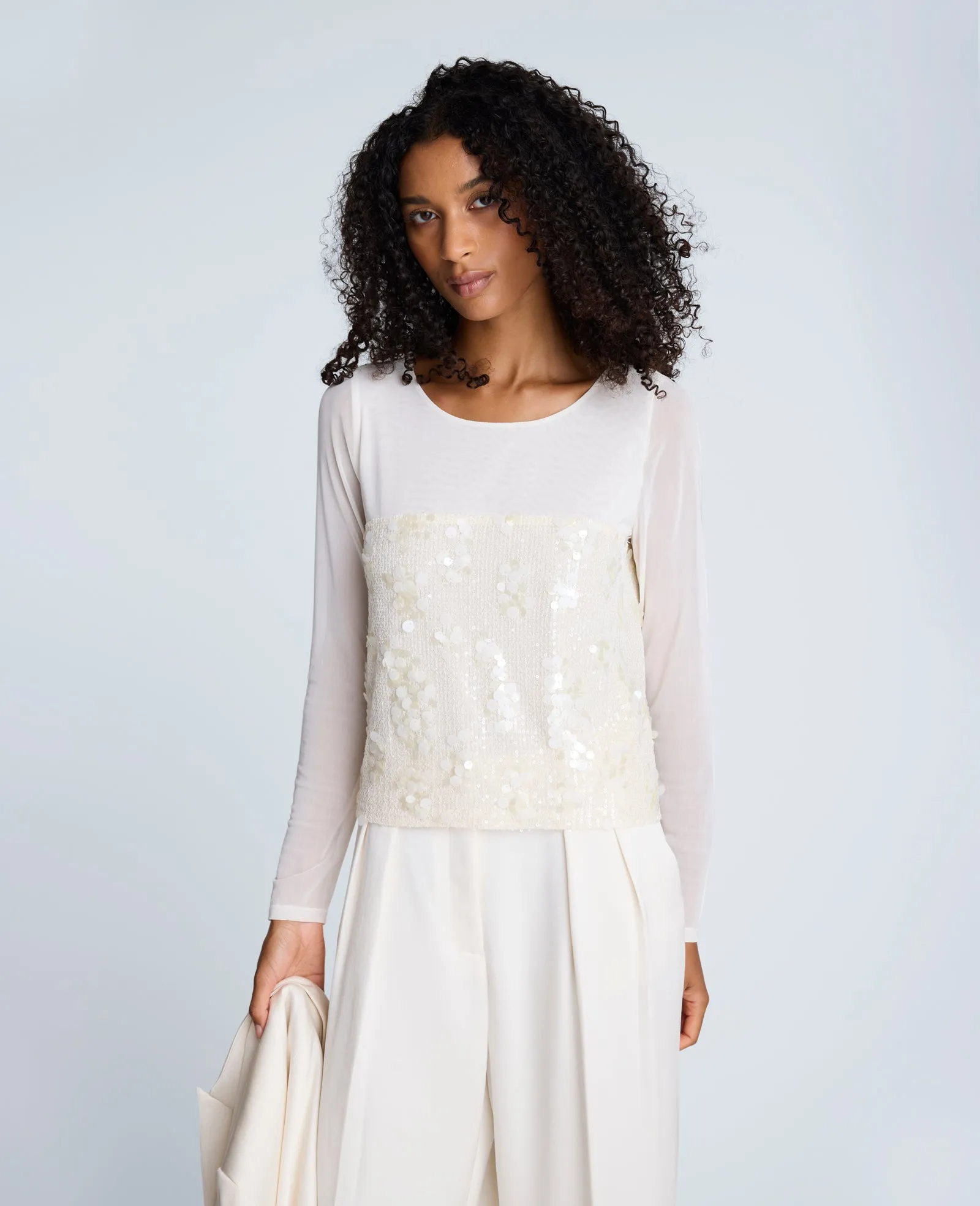 Sequin Mesh Long Sleeve Top sold by Kenneth Cole product image thumbnail 3