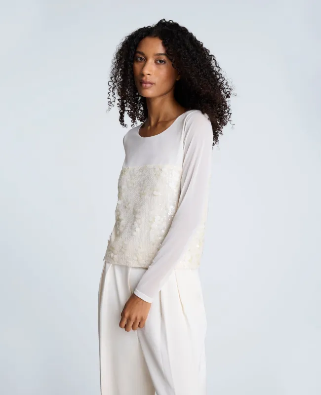 Sequin Mesh Long Sleeve Top made by Kenneth Cole