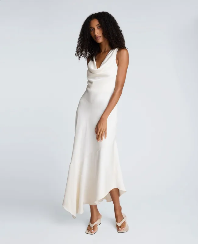 Satin Asymmetric Hem Cowl Front Dress sold by Kenneth Cole