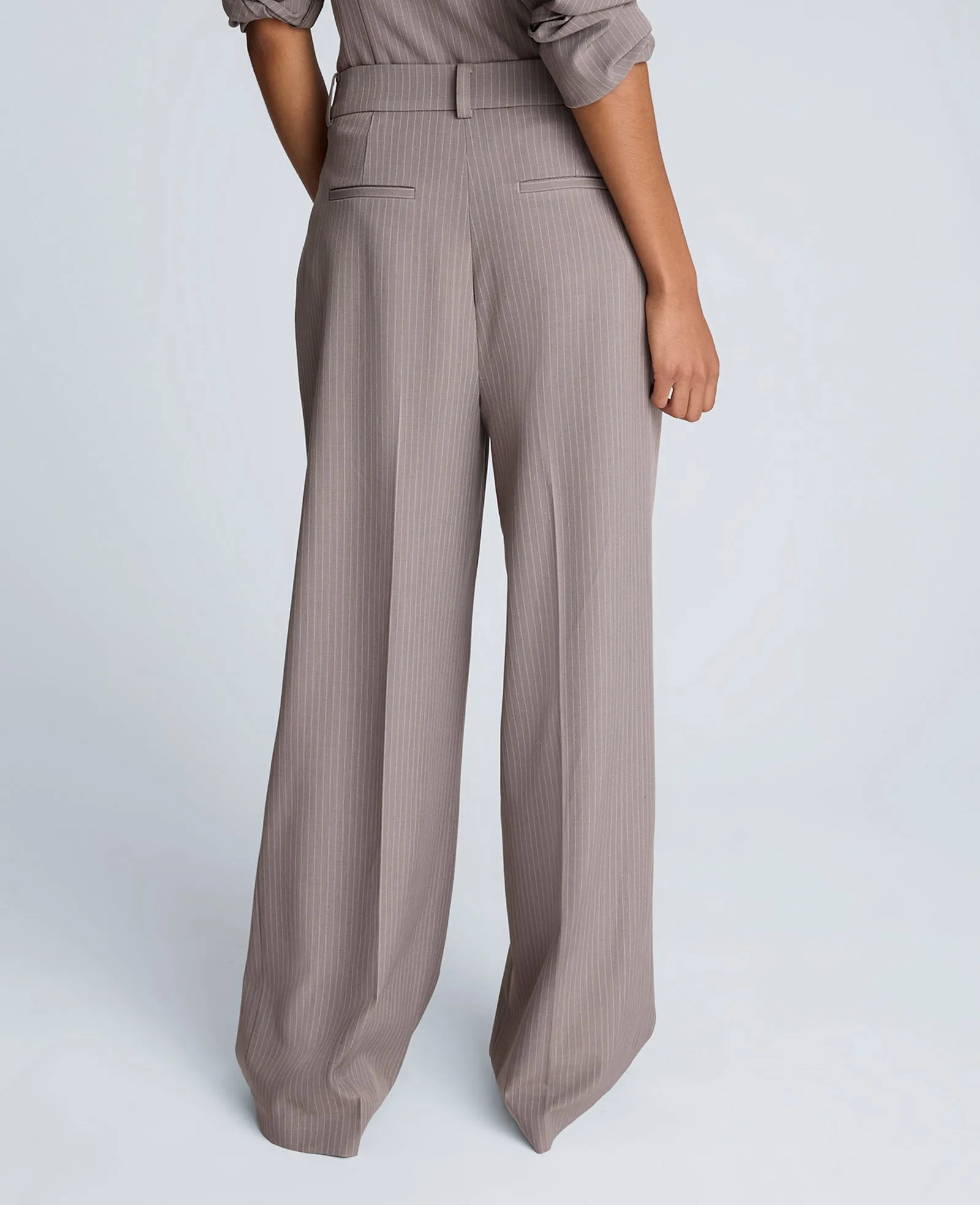 Pinstripe High Rise Fly Front Double Pleated Wide Leg Pant sold by Kenneth Cole product image thumbnail 2