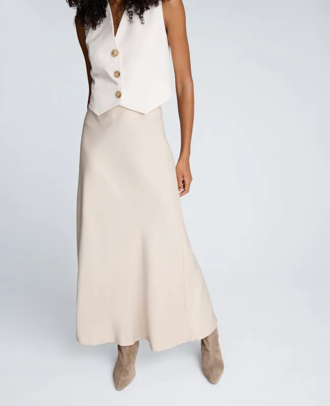 Textured Charmeuse Pull On Flared Maxi Skirt sold by Kenneth Cole