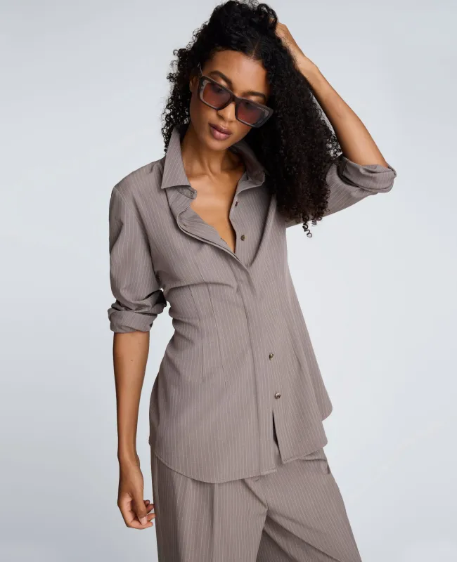 Pinstripe Fitted Blouse with Straight Sleeves sold by Kenneth Cole