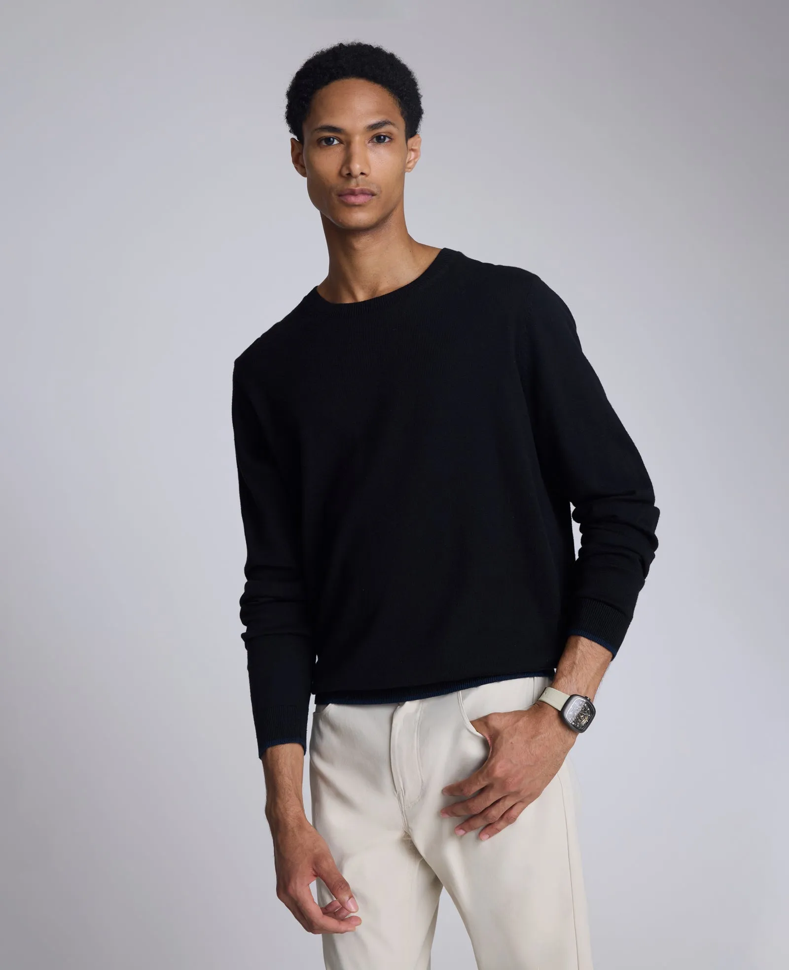 Crew Neck Sweater with Tipping Details sold by Kenneth Cole product image thumbnail 4