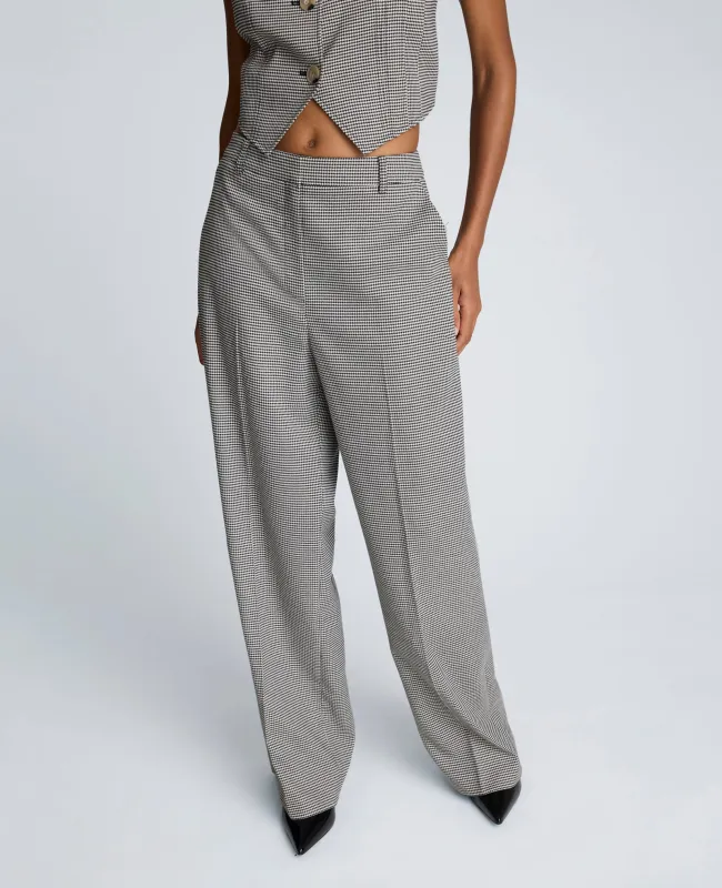 Fly Front High Rise Houndstooth Wide Leg Pant sold by Kenneth Cole