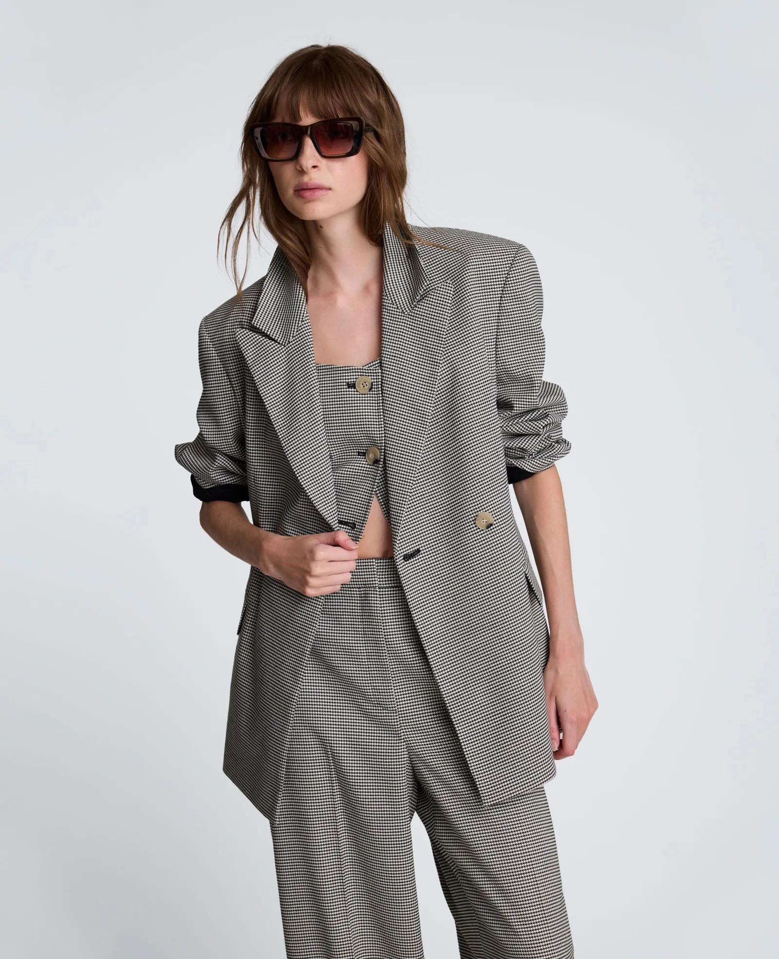 Double-Breasted Flat Pocket Houndstooth Jacket sold by Kenneth Cole
