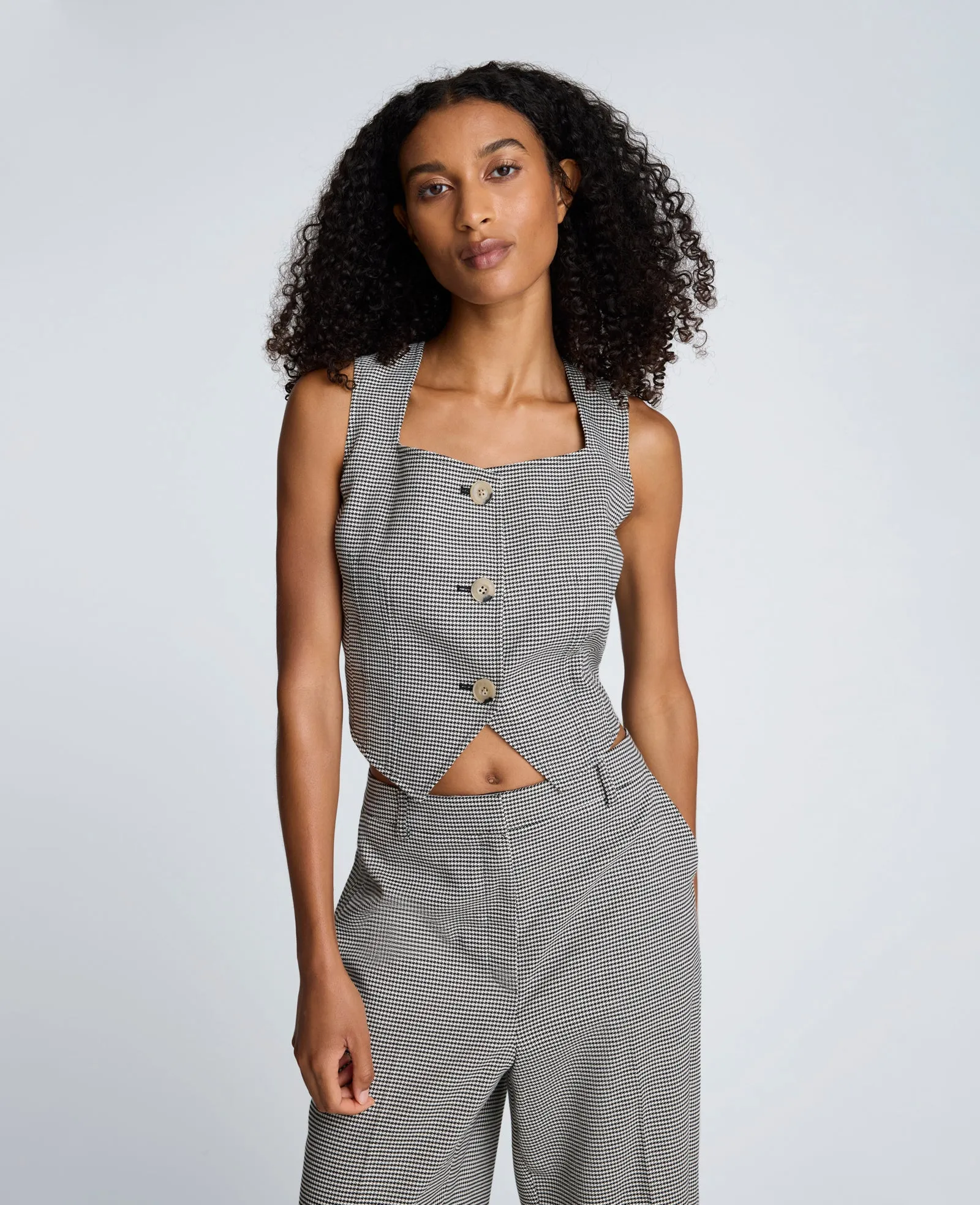 Cropped Fitted Bodice Houndstooth Vest sold by Kenneth Cole product image thumbnail 4