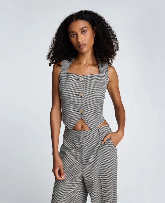 Cropped Fitted Bodice Houndstooth Vest made by Kenneth Cole